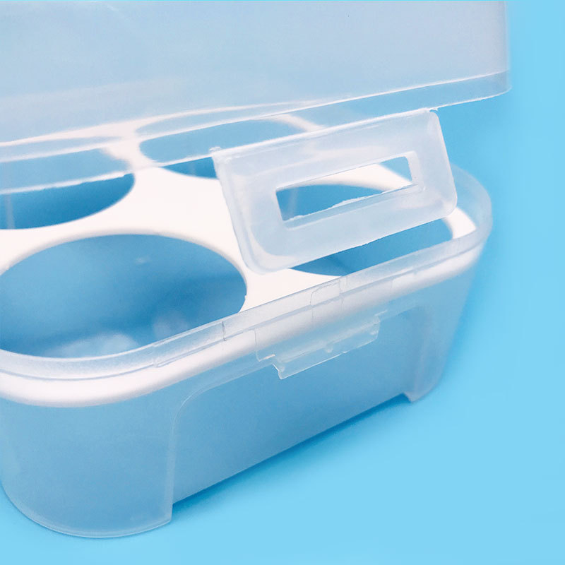 Caja de huevo popular en línea traje de huevo de belleza caja de almacenamiento de 4 rejillas esponja de calabaza huevo caja vacía transparente en stock suministro