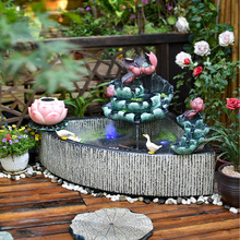 中式庭院假山噴泉造景魚池戶外別墅太陽能裝飾魚缸循環流水擺件