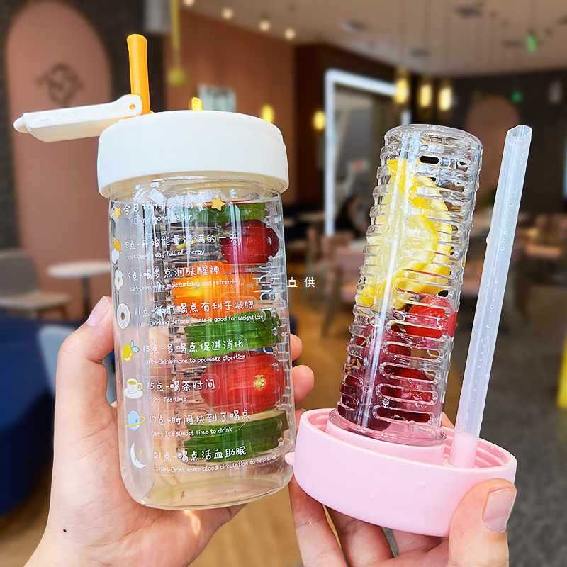 A5L Water Cup for Women - New Glass Cup with High-Temperature Resistance, Tea Separation, Flower Tea Brewing Cup, Cute Straw Cup, Transparent Tea Separator