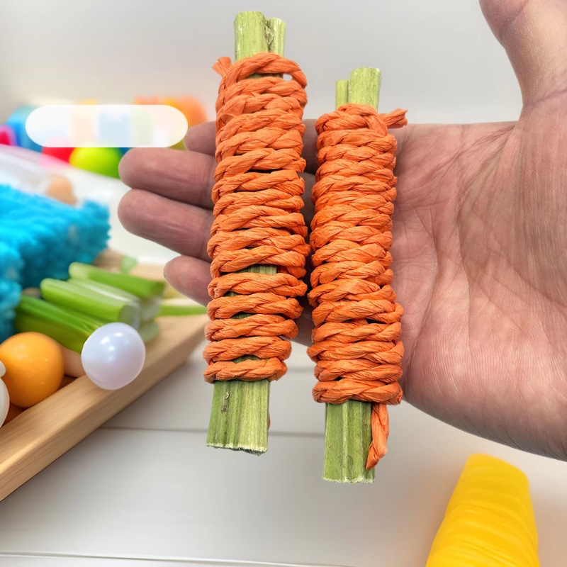Conejo molar papaya tallo hámster cerdo holandés Totoro diente limpieza ayuda digestión merienda cuerda de paja hecha a mano papaya rollo de tallo