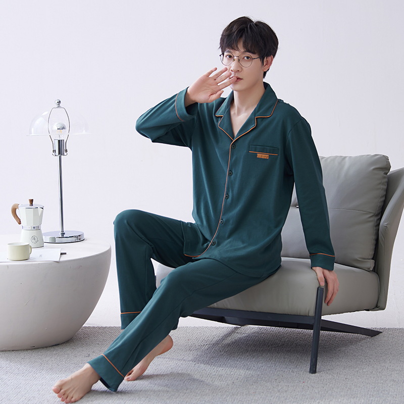 Pijamas de hombre primavera y otoño de algodón puro 2023 nuevos hombres de manga larga resistente ropa para el hogar Otoño e Invierno