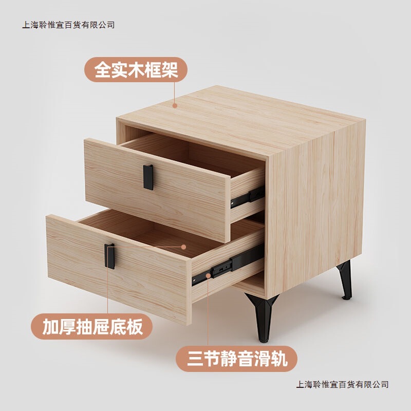 实木皮质现代床头柜简约高级卧室储物柜家用床边柜轻奢收纳柜软包|undefined