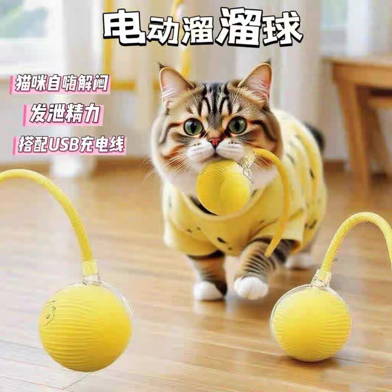 跨境爆款自动遛狗球狗玩具球耐咬自嗨宠物逗猫神器狗球猫咪突突球|undefined