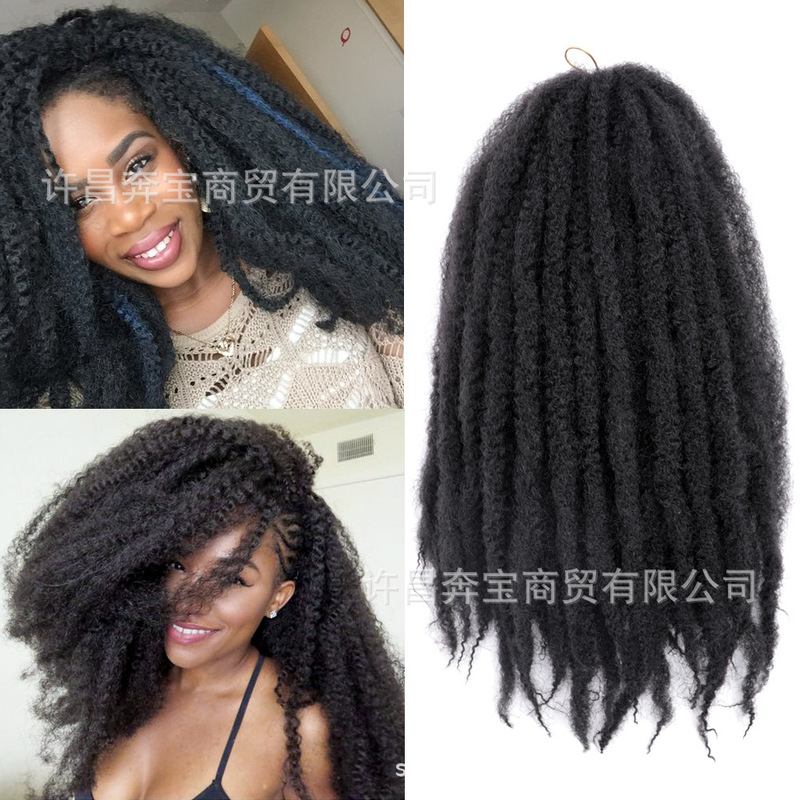 24 inch African large caterpillar wig Marley Hair Crochet Braids Afro Curly