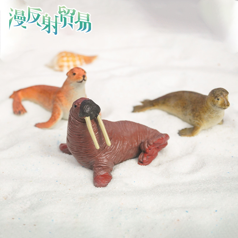 Micro paisaje playa marino adornos de animales lindo sello DIY artesanía pecera decoración del PVC morsa