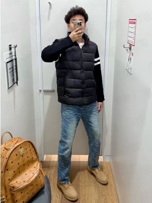 蒙口拉链拼接袖轻便开衬羽绒服Padded Corduroy down vest Padded|undefined