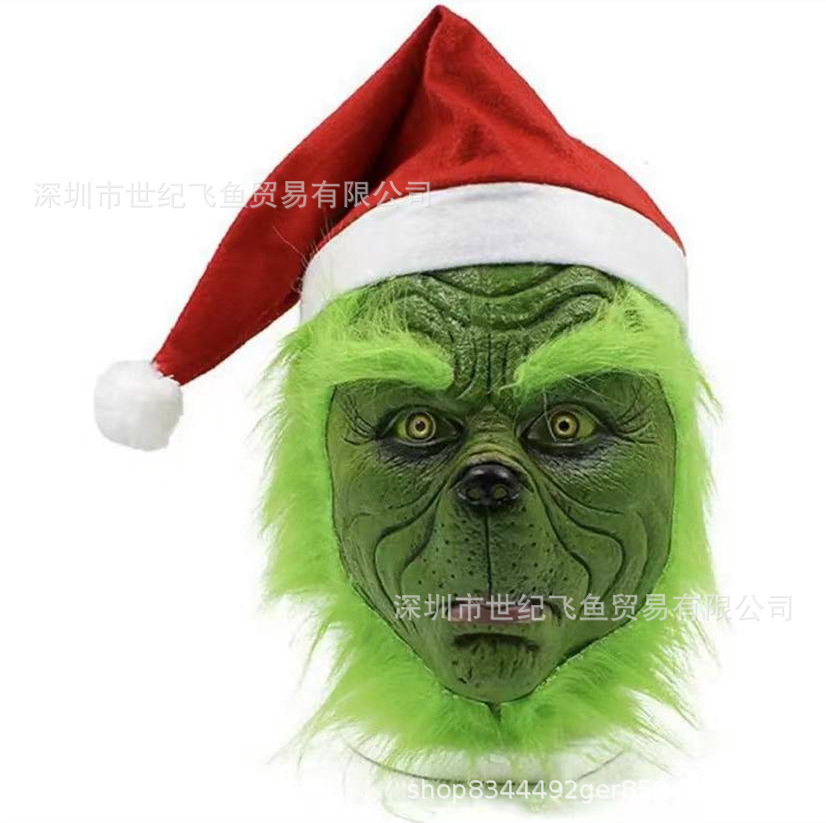 Máscara de Grinch de pelo verde de Halloween