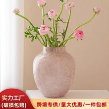 法式中古云雾玻璃花瓶客厅插花高档净色浪漫摆件餐桌软装饰品花瓶