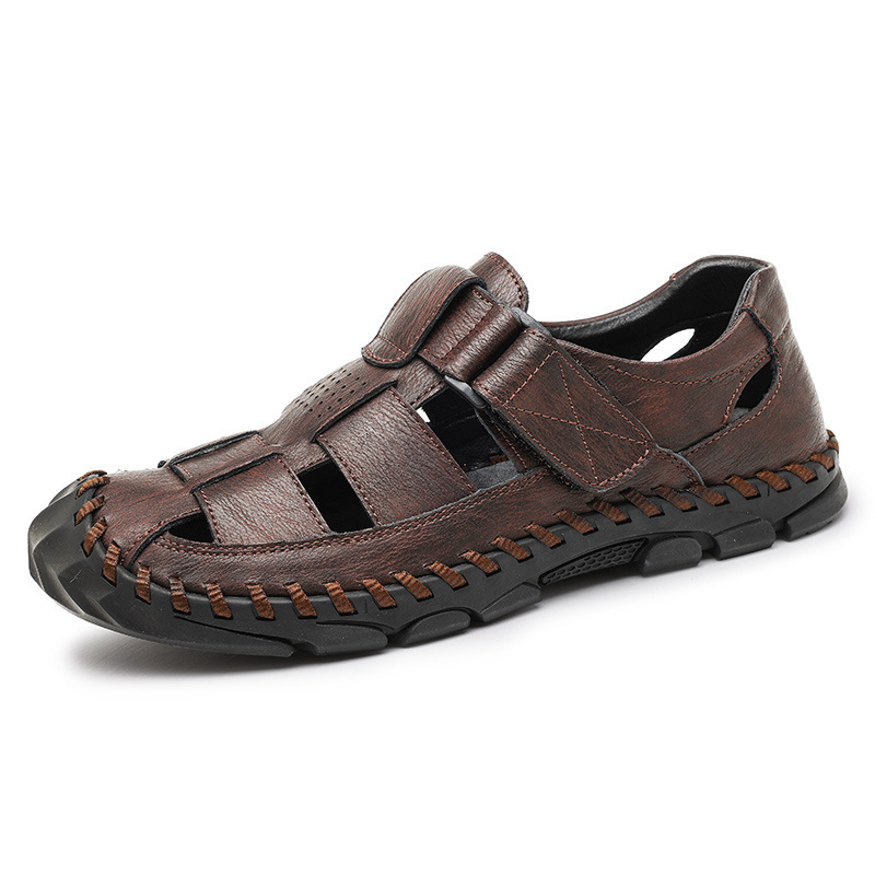 Neues Modell 2025: Clogs aus echtem Leder für Herren – Sommer, Outdoor, Sport, Freizeit, geschlossene Zehenpartie, große Größen, rutschfest, ideal für Strand und Strand._voghion.com