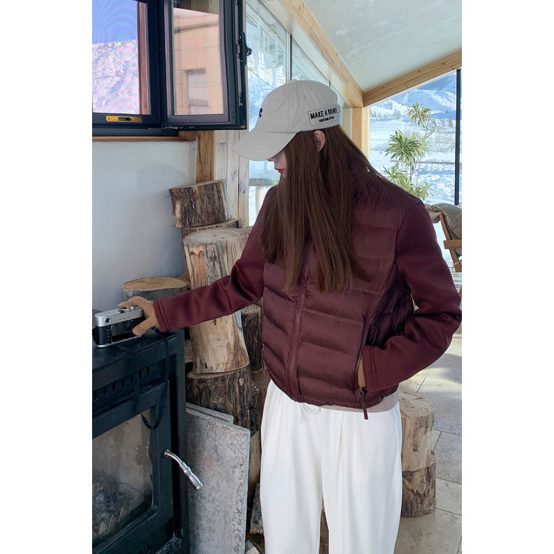 外贸棉服2025年秋冬新款洋气棉衣修身短款棉袄欧美风拼接夹克外套|undefined