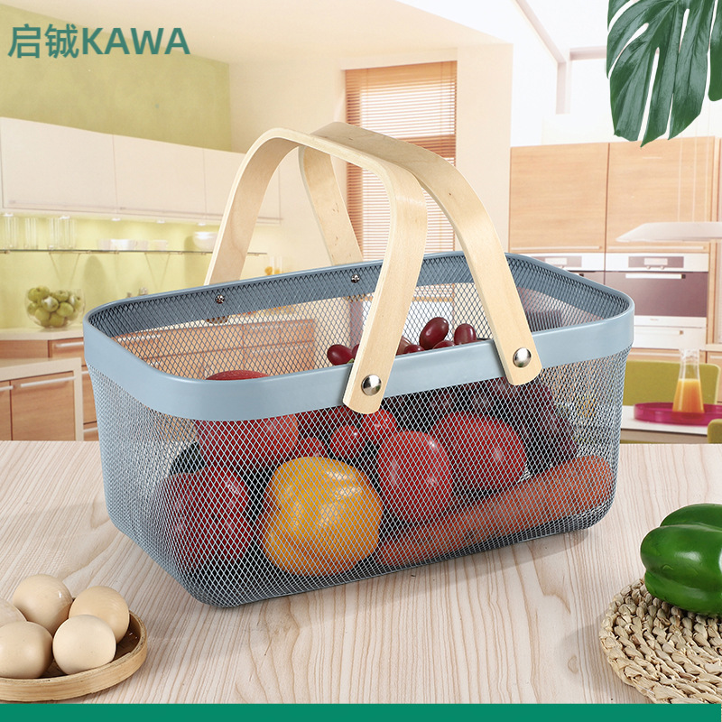 Cesta de Almacenamiento Portátil Multiuso de Acero Inoxidable para Frutas y Verduras