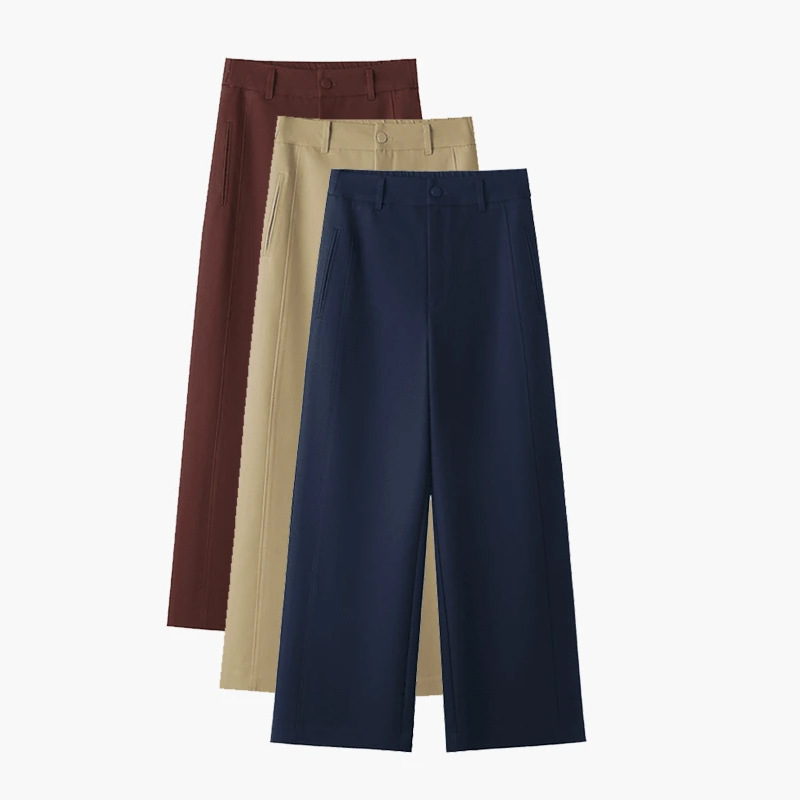 Wide-Leg Suit Pants Are Easy to Match with Drapey Nine-Point Pants for Women, Spring & Fall Narrow Version, Loose Straight Casual Pants for Small People