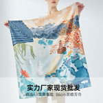 真丝双面丝巾文化丝绸礼品女神节礼品桑蚕丝方巾宝石蝶工厂批发