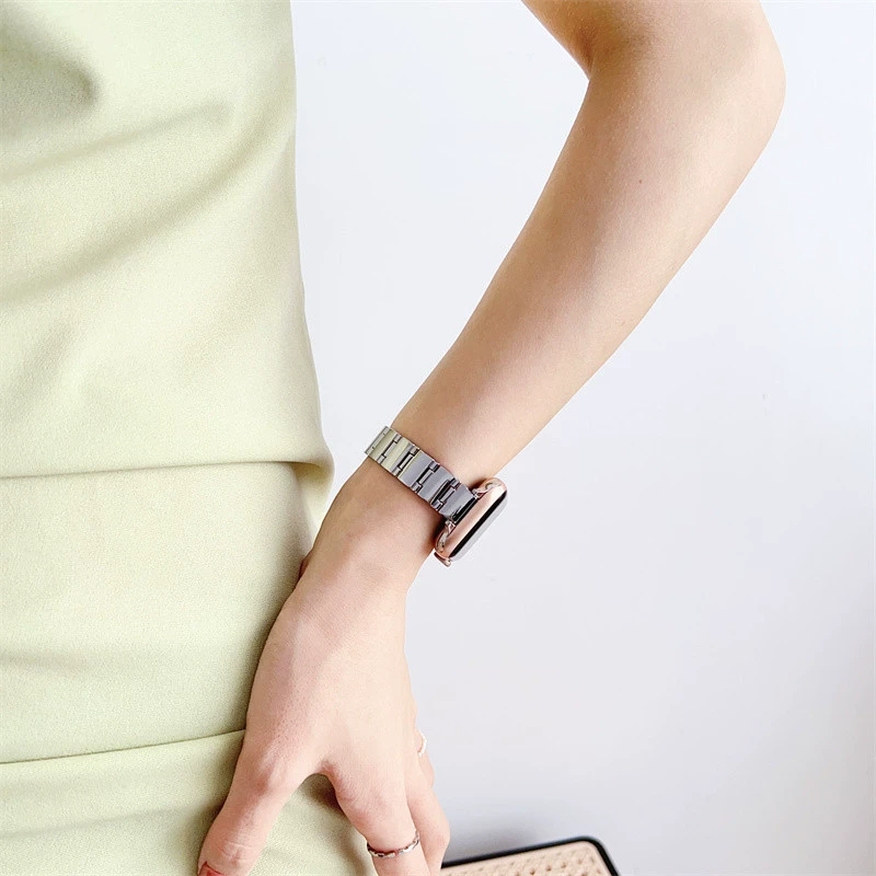 Новая металлическая стропа подходит для поколения S78IWATCH654 Apple Watch мужской и женский браслет персональная бирка запястья прилив