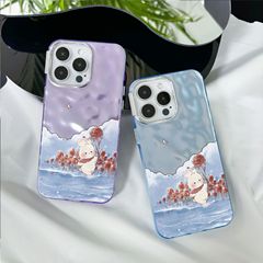 玫瑰小兔適用蘋果15手機殼14防摔13Promax卡通12可愛11褶皺IMD新