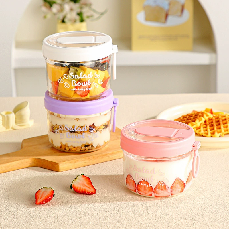 Чашка для овсянки на ночь Macaron, чашка для йогурта, портативная чашка для молочного коктейля на вынос, чашка для завтрака, коробка для фруктов, салатница