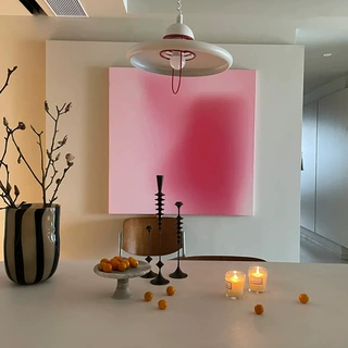 大白墙面装饰画客厅轻奢高级感餐厅多巴胺粉色挂画艺术法式奶油风