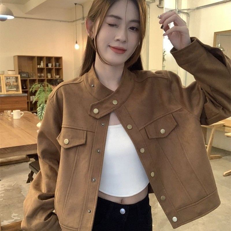 小众设计感夹克短外套女2025秋冬季皮上衣美拉德夹克外套|undefined