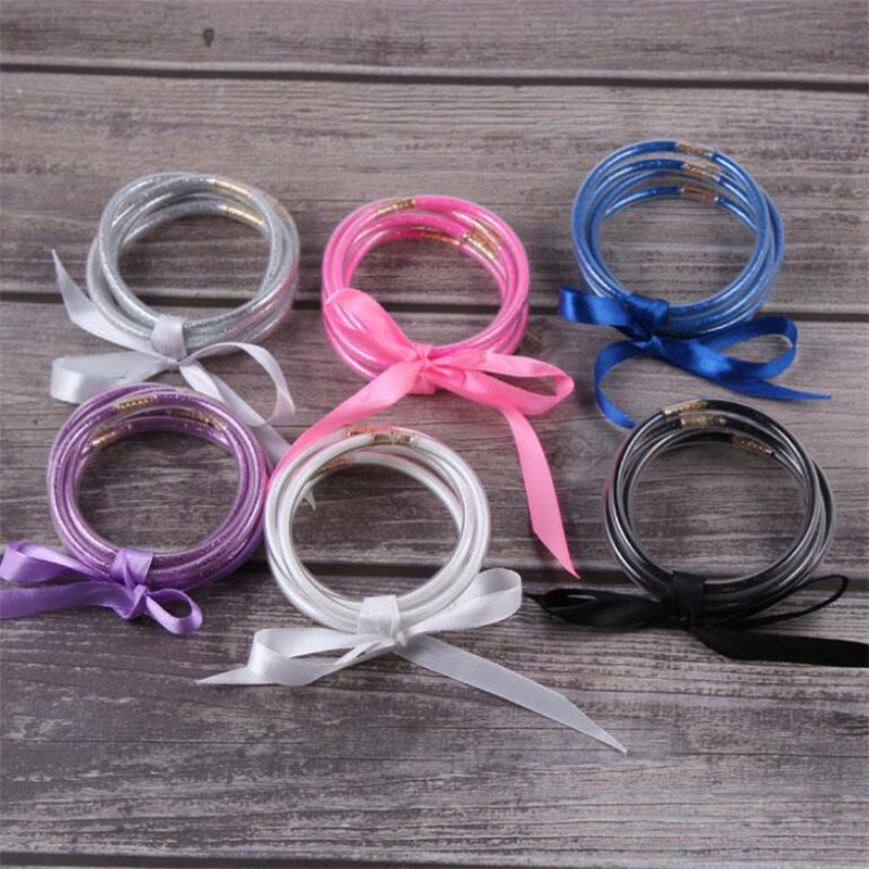 Cross-border 46 styles 5-layer silicone gold powder bracelet ribbon set, popular women's bracelet accessories, factory wholesale