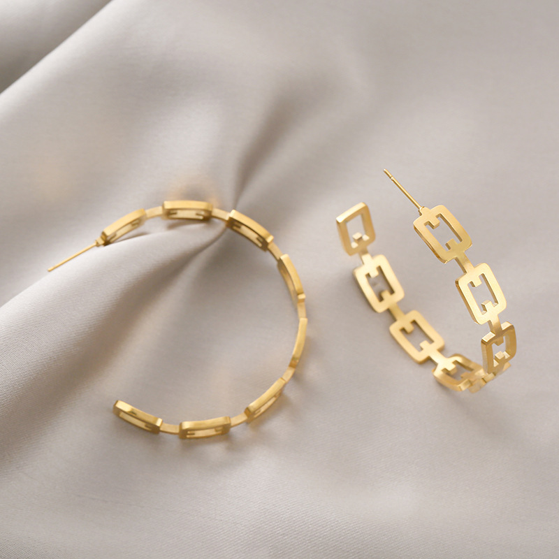 new fashion large circle female anti-fading titanium steel earrings