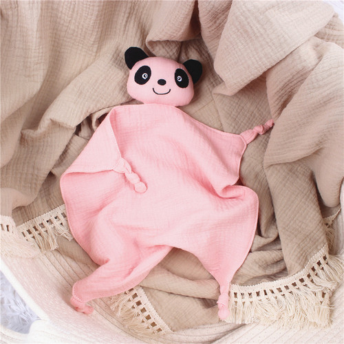 ins婴儿安抚巾儿童陪睡玩偶棉纱布熊猫口水巾宝宝盖肚肚小毯子