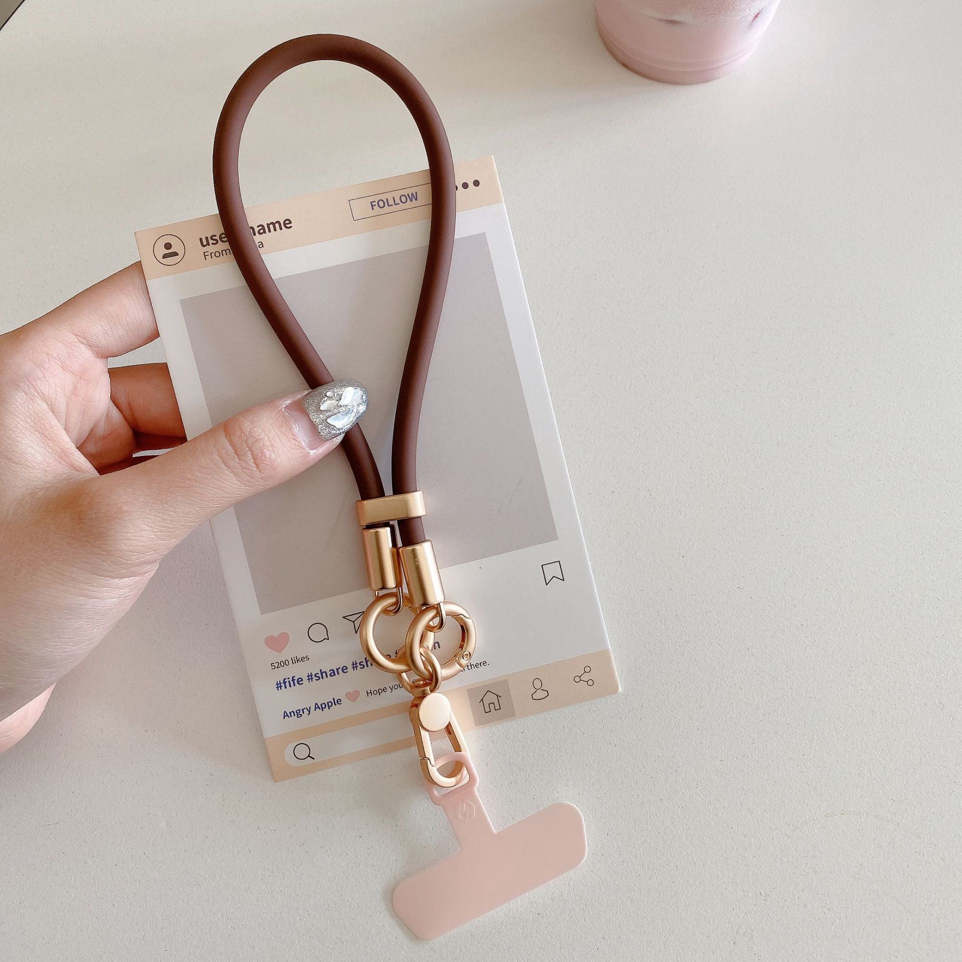 Silicona líquida cordón corto para teléfono móvil junta pulsera corta funda para teléfono móvil anti-pérdida para exteriores cadena de muñeca cuerda corta