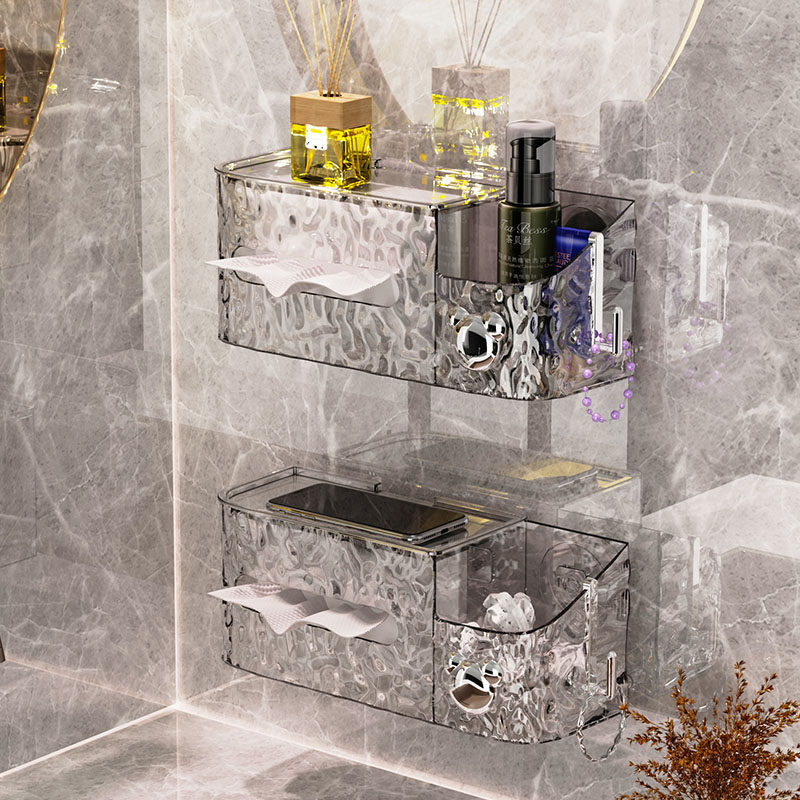 Suction Cup Wall-Mounted Storage Box for Used Face Towels and Tissues in the Bathroom Sink