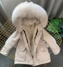 Natural Rabbit Fur Jacket for Kids Girls and Boys Real Rabbi