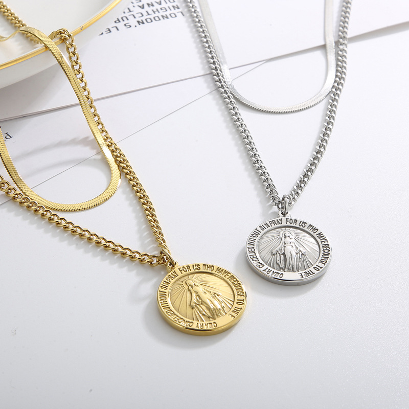 1 Piece Quantity Holiday, Shopping Occasion Fashion Letter Titanium Steel Plating Pendant Necklace 1 Piece