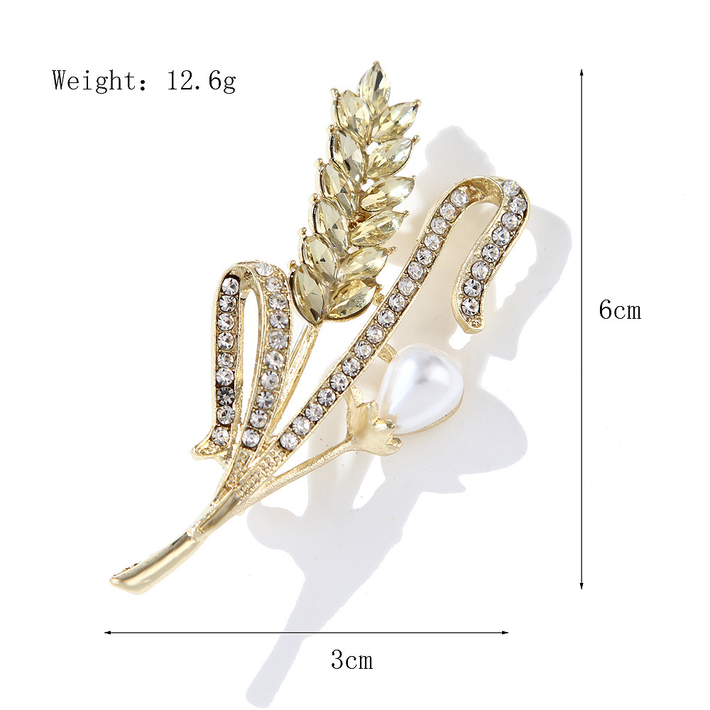 Χρυσή καρφίτσα αυτιού σιταριού γυναικεία εξαιρετική καρφίτσα καρφίτσας σιταριού με στρας επαγγελματική κοστούμι αξεσουάρ spot_voghion.com