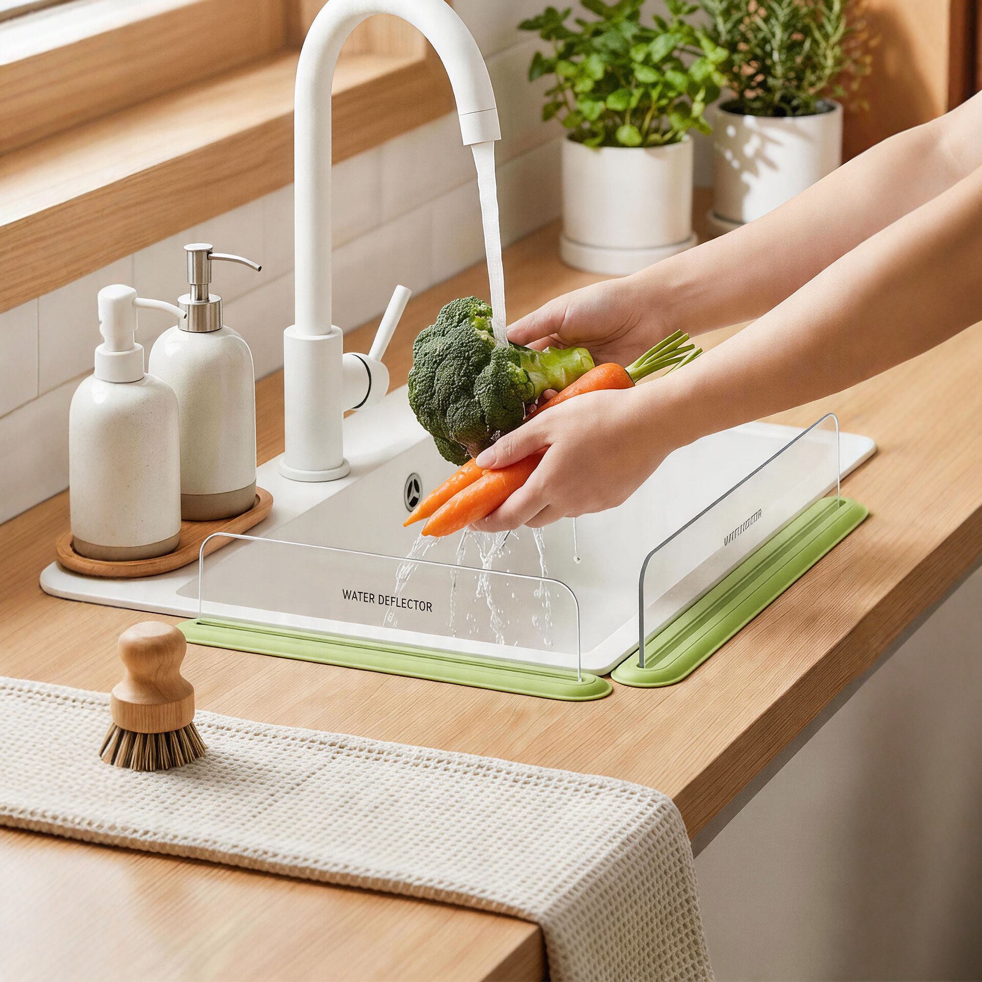 Water Barrier for Kitchen Sink, Dishwashing Sink, Washbasin, Anti-Splash Water Barrier, Silicone Water Barrier Strip, Magic Tool