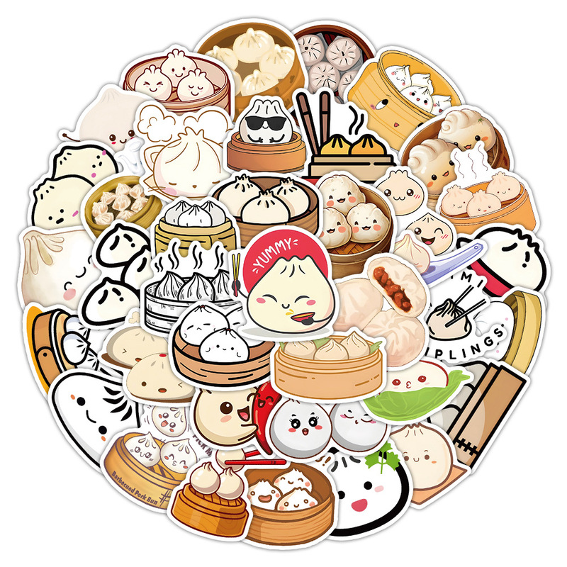 54 Creative Food Buns, Chinese Pastry Cartoon Graffiti Stickers, Guka Decoration Handbook, Mobile Phone Water Cup Stickers 54 Creative Food Buns, Chinese Pastry Cartoon Graffiti Stickers, Guka Decoration Handbook, Mobile Phone Water Cup Stickers