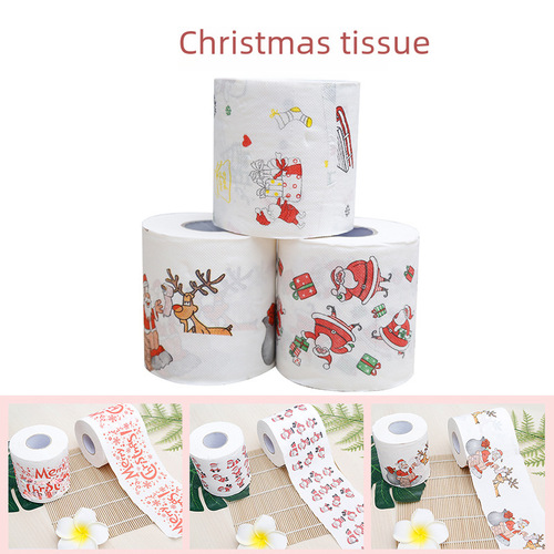 Christmas baby cartoon colored toilet paper roll print with core household toilet paper bathroom hotel tissue paper