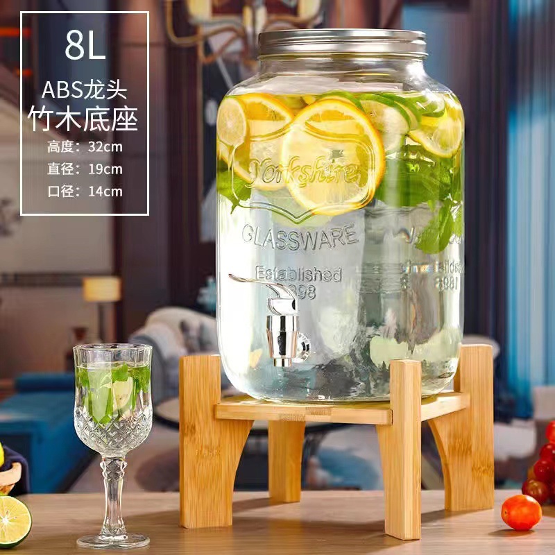 Celebridad de Internet de gran capacidad de vidrio comercial fruta barril de coque Fábrica directa jugo tarro enzima barril bebida barril con grifo