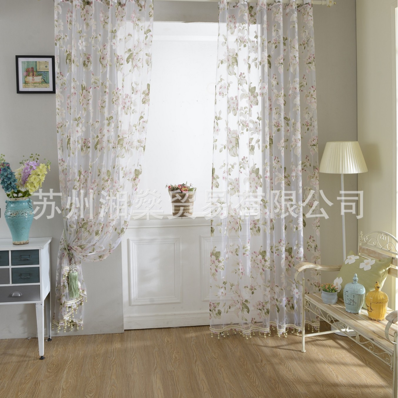 2025新品居家装饰客厅卧室清新田园家居卧室客厅大花烂花窗帘窗纱