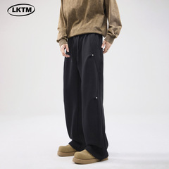 LKTM # アメリカのトレンドブランドリベットデザインスウェットパンツメンズヘビーウェイトルーズドレープストレートカジュアルロングパンツ