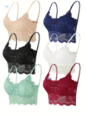 Elegant 6pcs Zimi Collection Wires Wrap Bras - Lace Cami