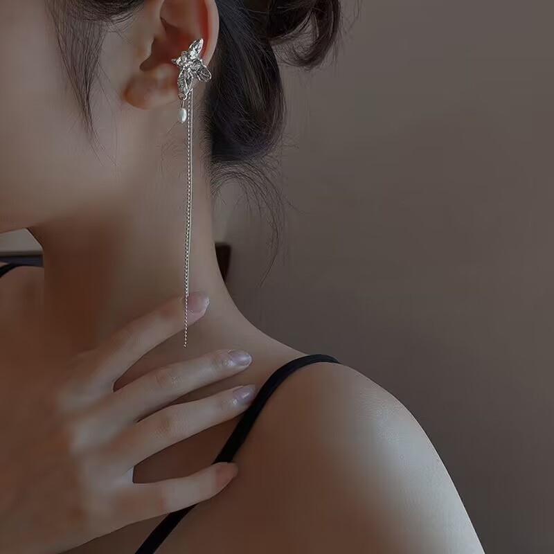 Clip de oreja pendientes no perforados hebilla de oreja francesa femenina 14K pendientes de retención de color temperamento de alto grado clip de hueso de oreja francesa