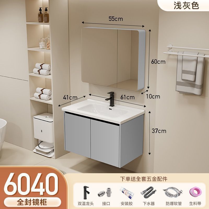 Gabinete de baño de aluminio inteligente espacial grueso combinación lavabo lavabo en cerámica lavabo fábrica de inodoro al por mayor