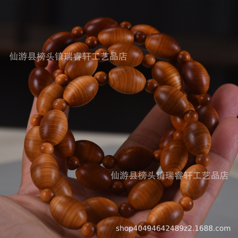 太行崖柏陈化高油橄榄珠手串红油料木质佛珠单圈男女款文玩批发热|undefined