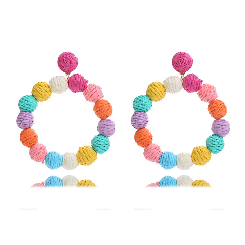 1 Pair Vacation Circle Rattan Handmade Women's Drop Earrings display picture 5