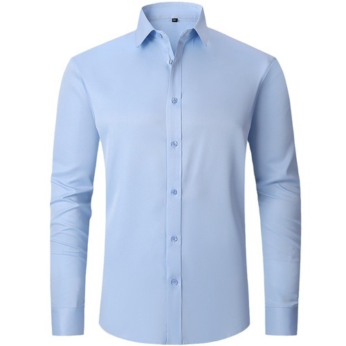 Men's Long-Sleeve Four-Way Stretch Shirt, Non-Iron Workwear Business Casual High-End White Collared Shirt, Overseas Trade Style