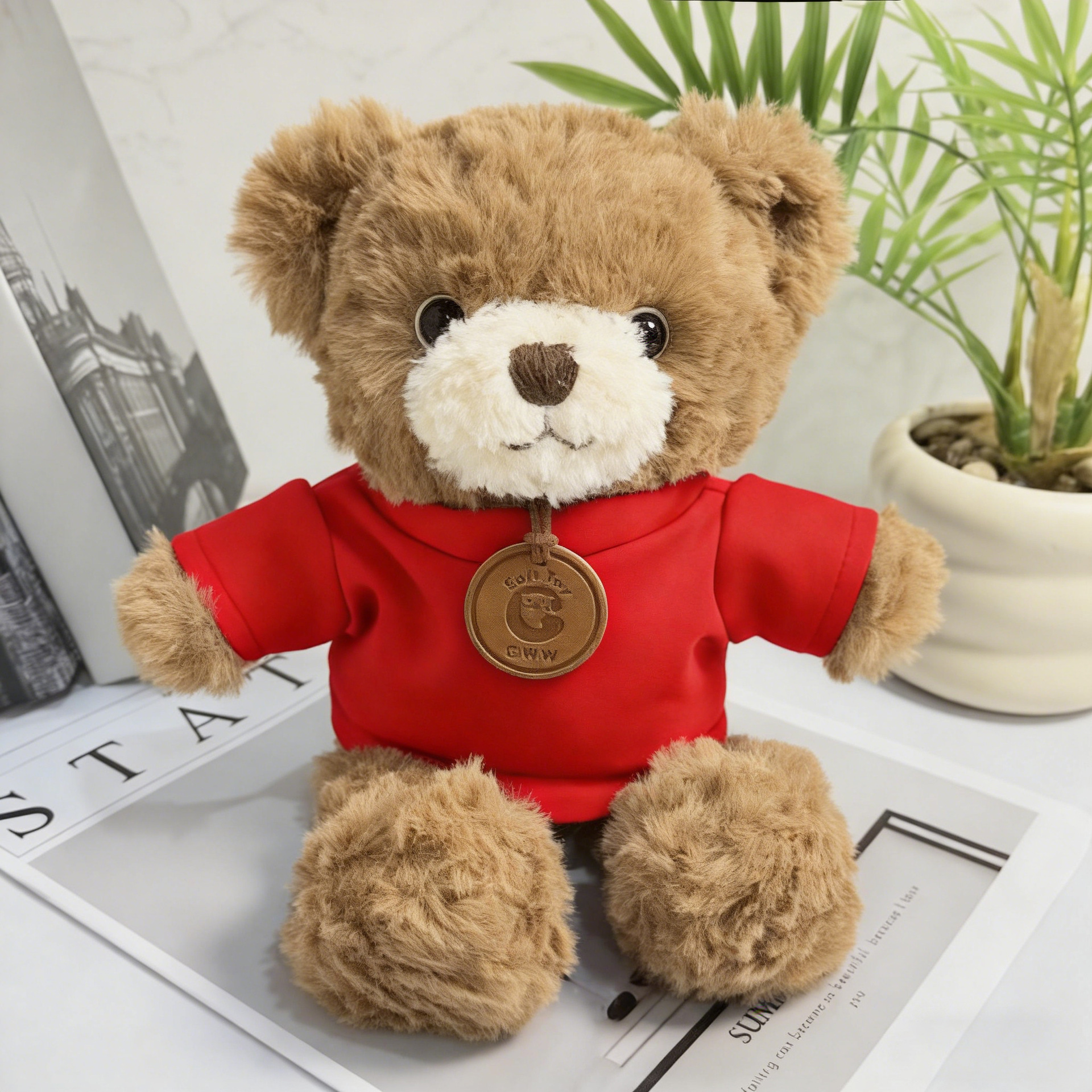 Máquina de muñecas agarrar 8 pulgadas ropa Teddy Bear juguetes de peluche impresión de muñecas LOGO regalos de eventos corporativos