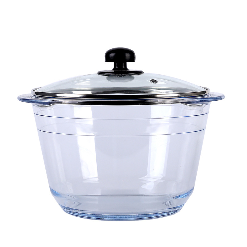耐高温高硼硅玻璃碗家用面碗微波炉专用汤碗带盖双耳大号玻璃煲