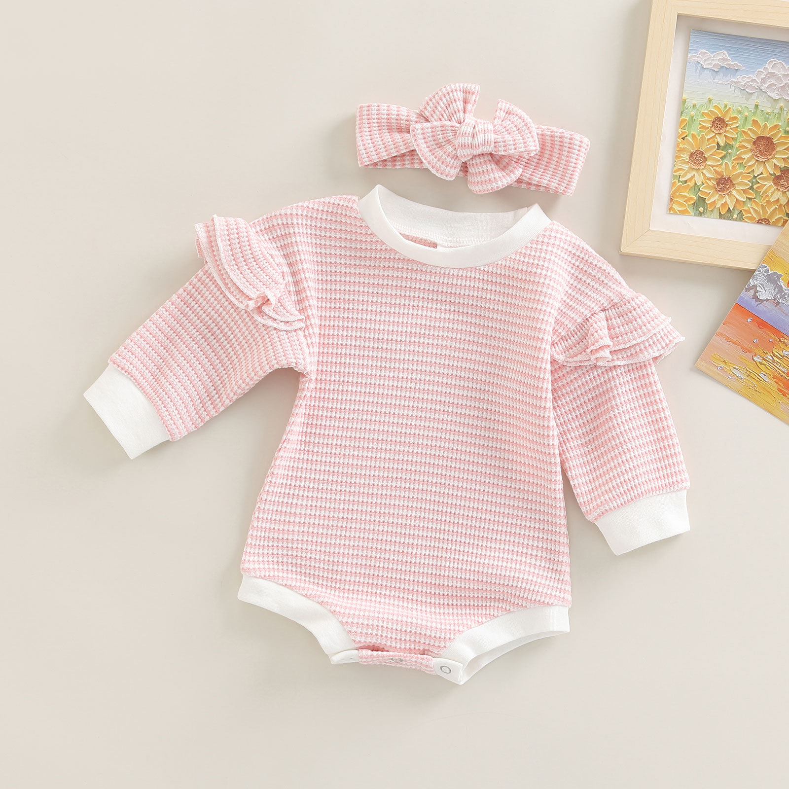 Title 7, Baby jumpsuit met lange mouwen en ronde hals ge...