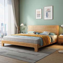 Nordic solid wood bed modern minimalist master bedroom 1.5m 1.8m double bed oak apartment household white ash wedding bed