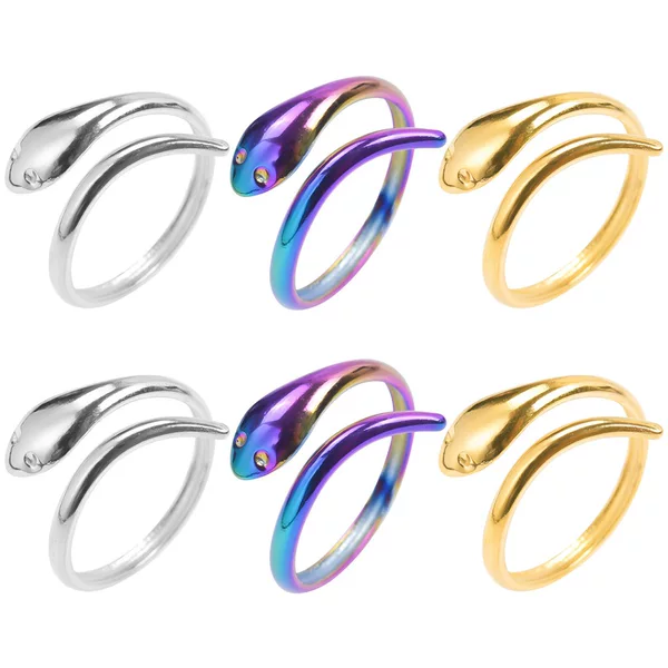 Cross-border opening titanium steel ring women's European and American retro style stainless steel snake-shaped couple ring wholesale jewelry accessories