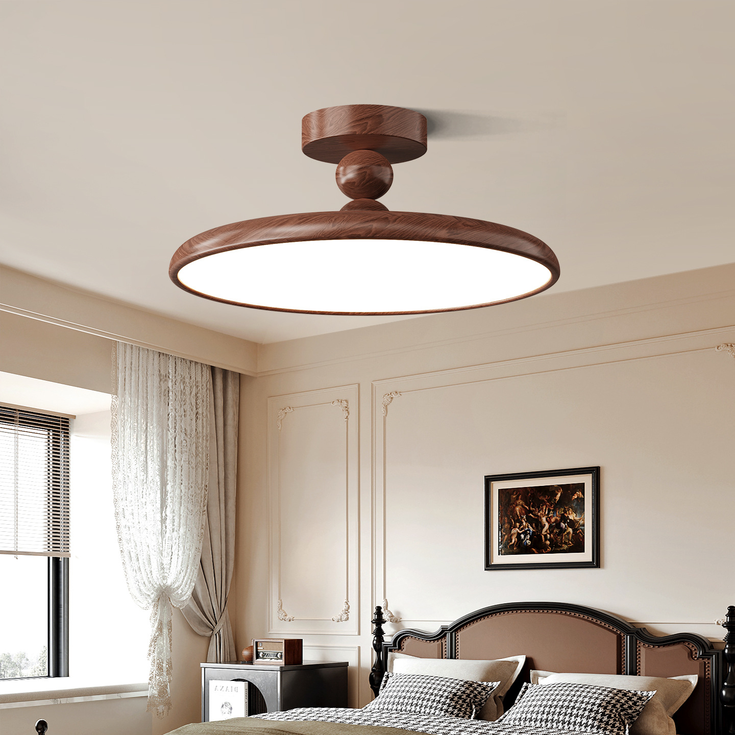 Luz de techo del dormitorio francés 2026 retro disco volador lámpara de estudio nuevo estilo chino medio antiguo viento silencioso Zhongshan lámparas 412L