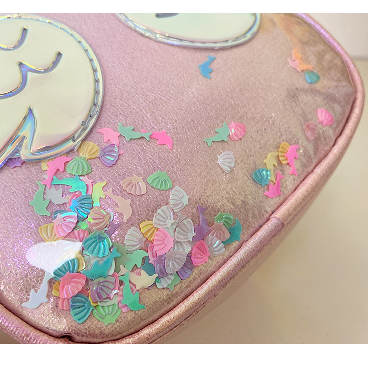 Girl'S Small Pu Leather Wings Cute Sequins Round Zipper Crossbody Bag display picture 30