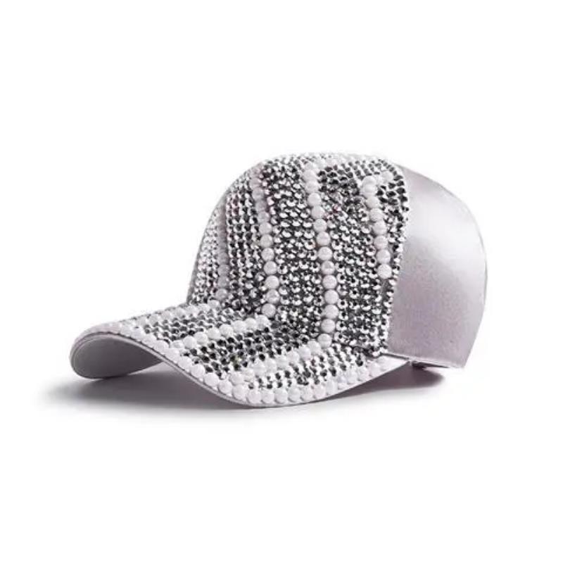 Gorra de béisbol con diamantes de imitación para mujer, estilo coreano de primavera y otoño, moda urbana, versátil, sombrero para el sol, perla de lujo ligero